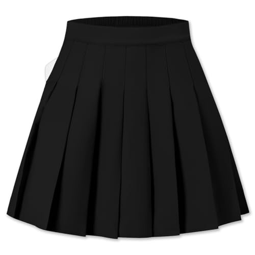 Women Pleated Skirt Plus Size Uniform Casual Skater Tennis Skorts for Girls with Elastic Waist and Pockets