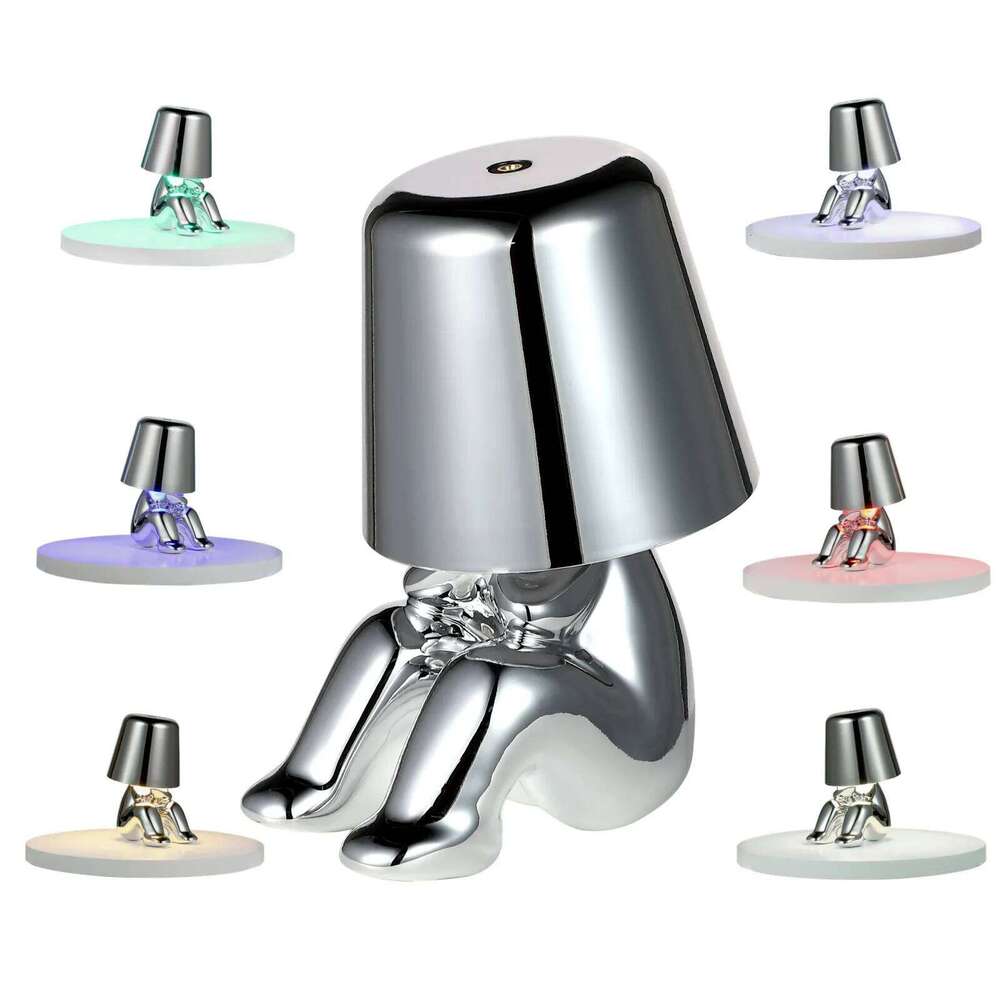 Upgraded Thinker Golden Man LED Nightlight Bedroom Decoration Ornament Atmosphere Light Desk Lamp Z260227