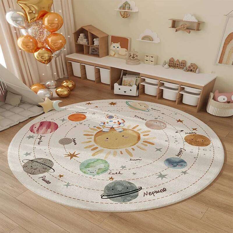Space Planet Rocket Cartoon Anime Pattern Printed Carpet, Kids' Play Study Floor Mat, Living Room Decorative Mat H260226
