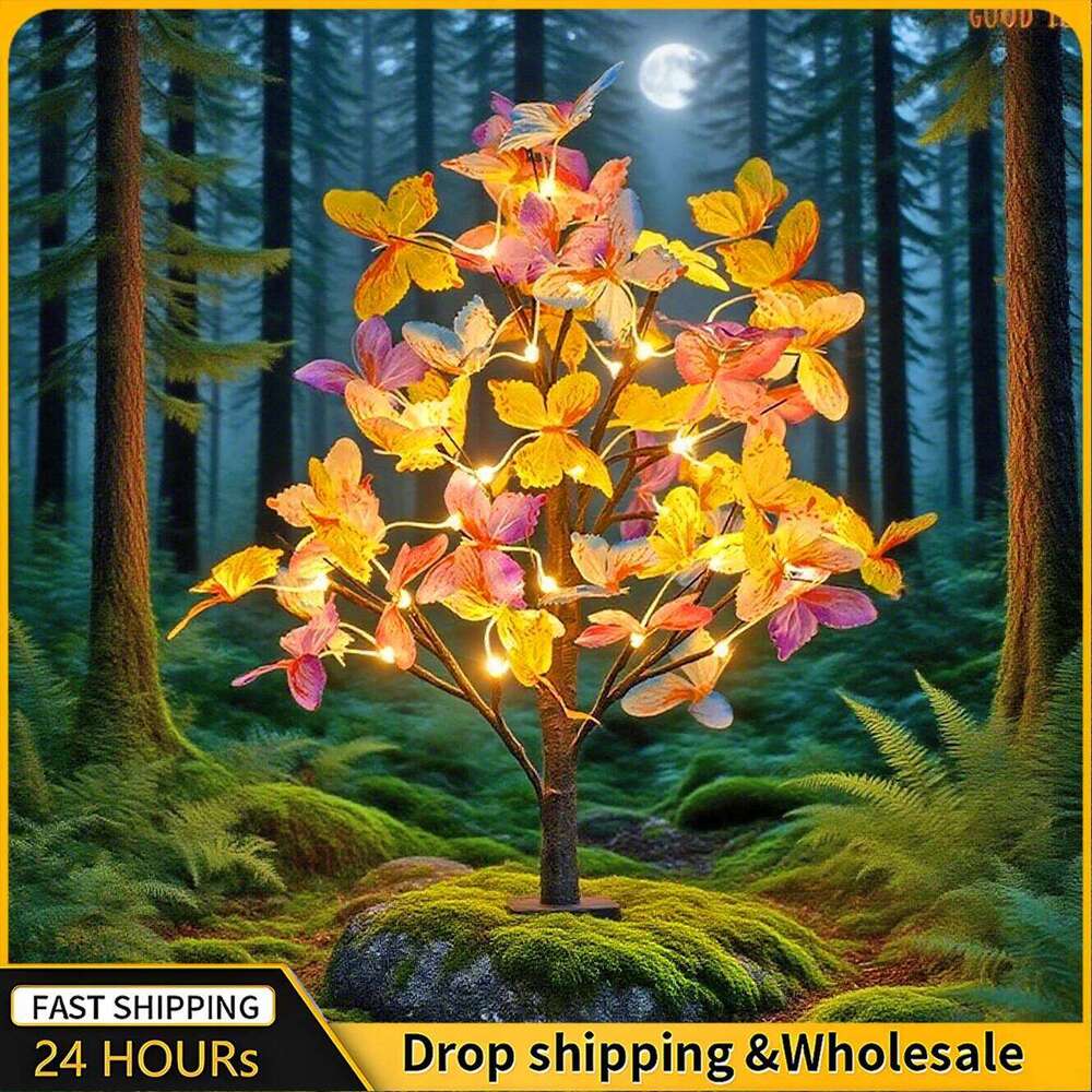 Tabletop Bonsai Lights Butterfly Tree Lamp DIY Decorative LED Night Light for Gift Party Holiday Camping Summer Home Decor Z260227