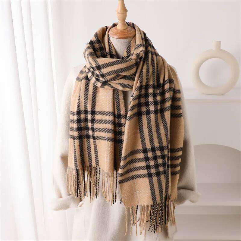 New Men Women Luxury Quality Scarf Retro Warm Shawl Autumn Winter Thickened Tassel Scarves for Female Classic Plaid Version Wrap Z260226