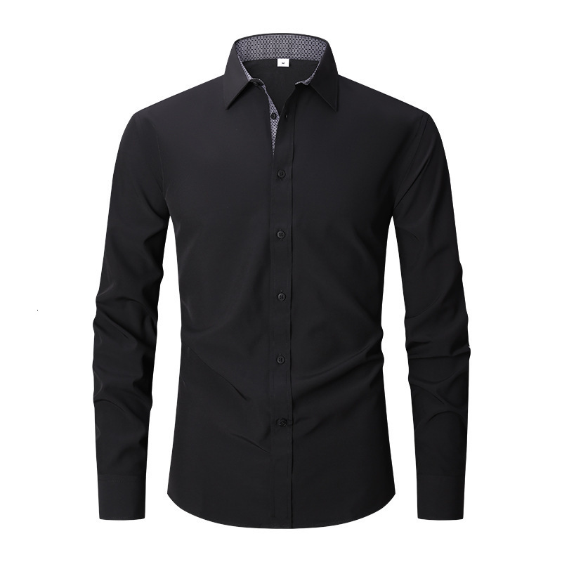 Beige Mens Solid Shirts Long Sleeve Fashion Casual Social Dress Shirt for Wedding Party Men Clothing 250919