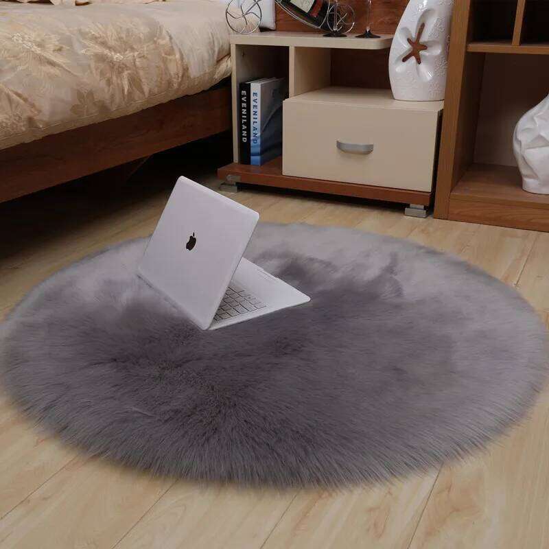 30x30cm Soft Plush Artificial Sheepskin Carpet Bedroom Warm Rugs Long Hair Seat Cushion Cover Floor Mat H260226