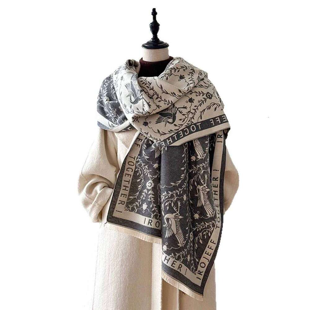 New Women Fashion Brand lotus Scarf Luxury Autumn Winter Warm Double-sided Shawls Jacquard Scarve Pashmina Mujer Foulard Bufanda Z260226