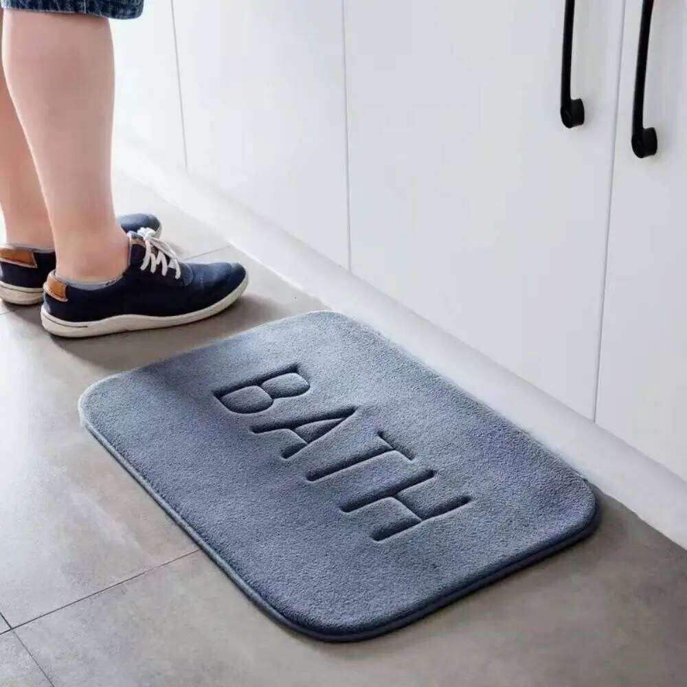 Anti Slip Faux Cashmere Memory Foam Carpet Coral Fleece Super Absorbent Floor Mat Kitchen Living Room Bathroom H260226