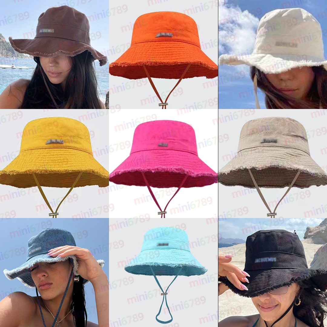 Designer jacquemes bucket hat baseball cap jacquard le bob artichaut bucket hat La Casquette Artichaut cotton hat with frayed edges trendy and cool hat big brim hats