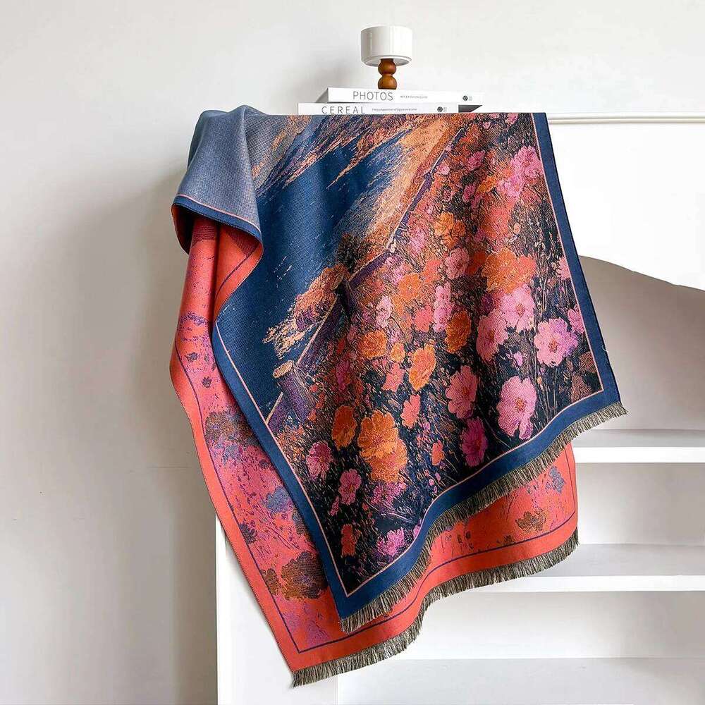 Brand Fashion Floral Winter Warm Cashmere Shawl Scarf Women Oil Painting Print Pashmina Thick Scarves Wrap Femal Poncho Echarpe Z260226