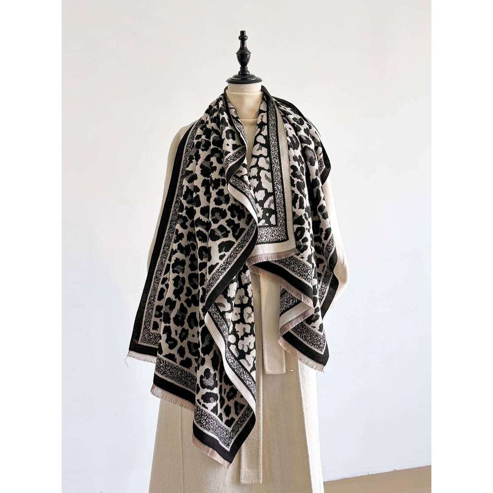 Winter Elegance Thick Faux Pashmina Scarf Women Two-Sided Warm Soft Shawl Wrap Feminine Patterned Blanket for Cold Weather Z260226