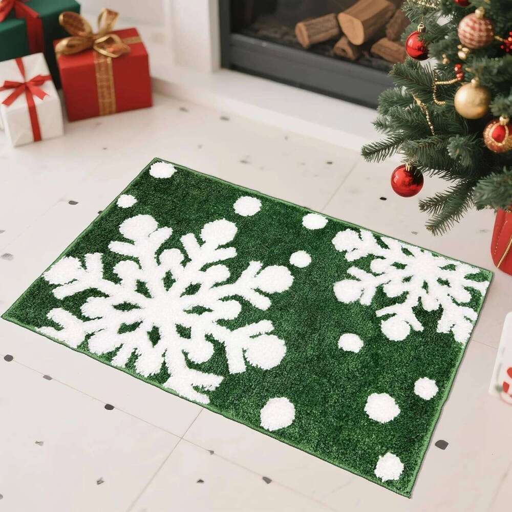 VIKAMA Christmas Absorbent Snowflake Bathroom Shower Anti-Slip Mat Entrance Door Decorative Rug Home Decor H260226