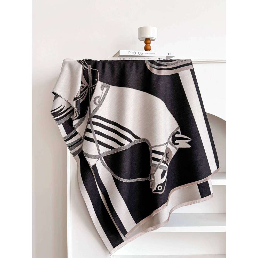 Elegant Women's Winter Pattern Scarf Thick Faux Pashmina Double-Sided Shawl Warm Foulard Female Blanket Wrap Fashion Accessory Z260226