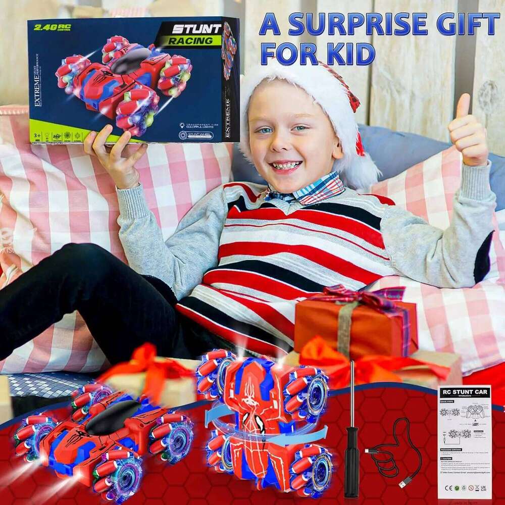 Wireless Remote Control Stunt Vehicle, 4WD Electric Car, Spider Inspired, Outdoor Racing Fun for Kids H260227