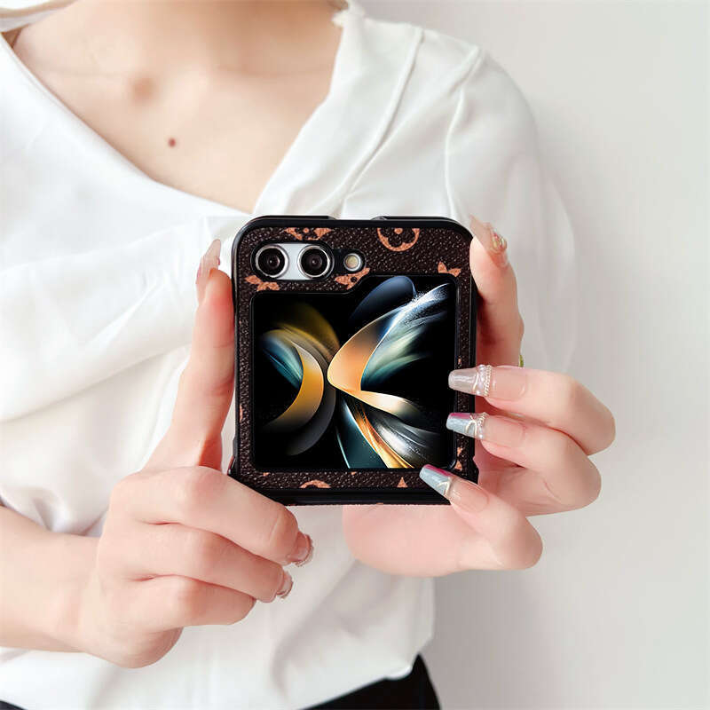 Compatible with Samsung ZFlip6 Phone Case Foldable Screen Plaid Pattern Three-Segment Hinge ZFLIP5/4 Protective Cover ZFLIP3