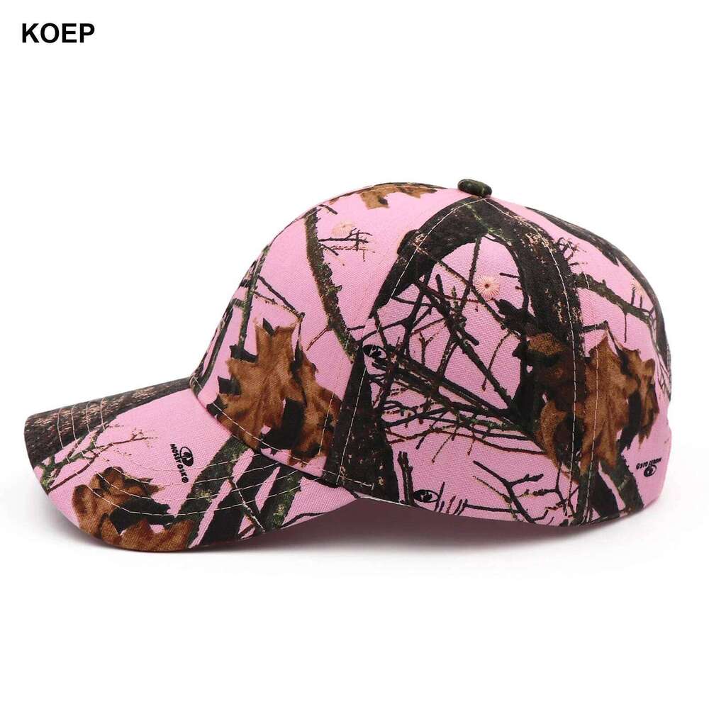 KOEP Oak Tree Pink Camo Hunting Fishing Baseball Caps Camouflage Hats Suitable For Women's Outdoor Sports Z260226