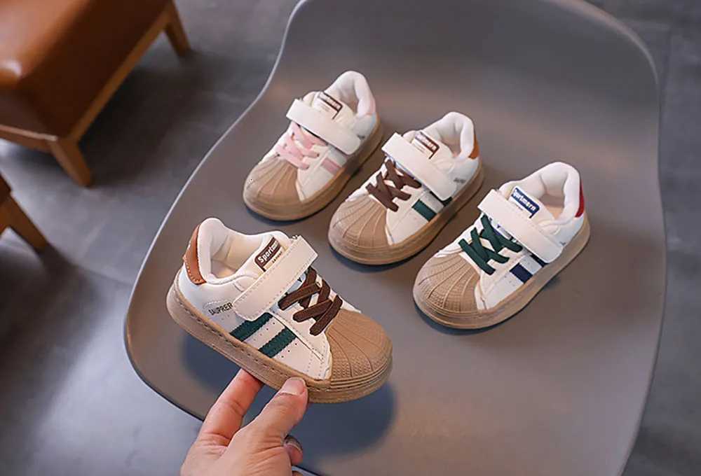 Kids Sneakers Retro Color Block Textured Shell Toe Dual Closure Anti-slip Shoes for Baby Boys Toddler Autumn SportT260227