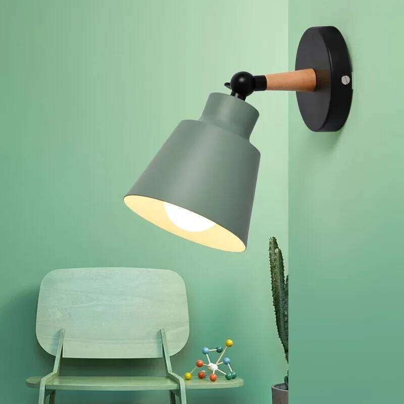 Nordic bedroom solid wood LED wall lamps minimalist creative living room corridor bedside lamp Decorative lighting Z260227