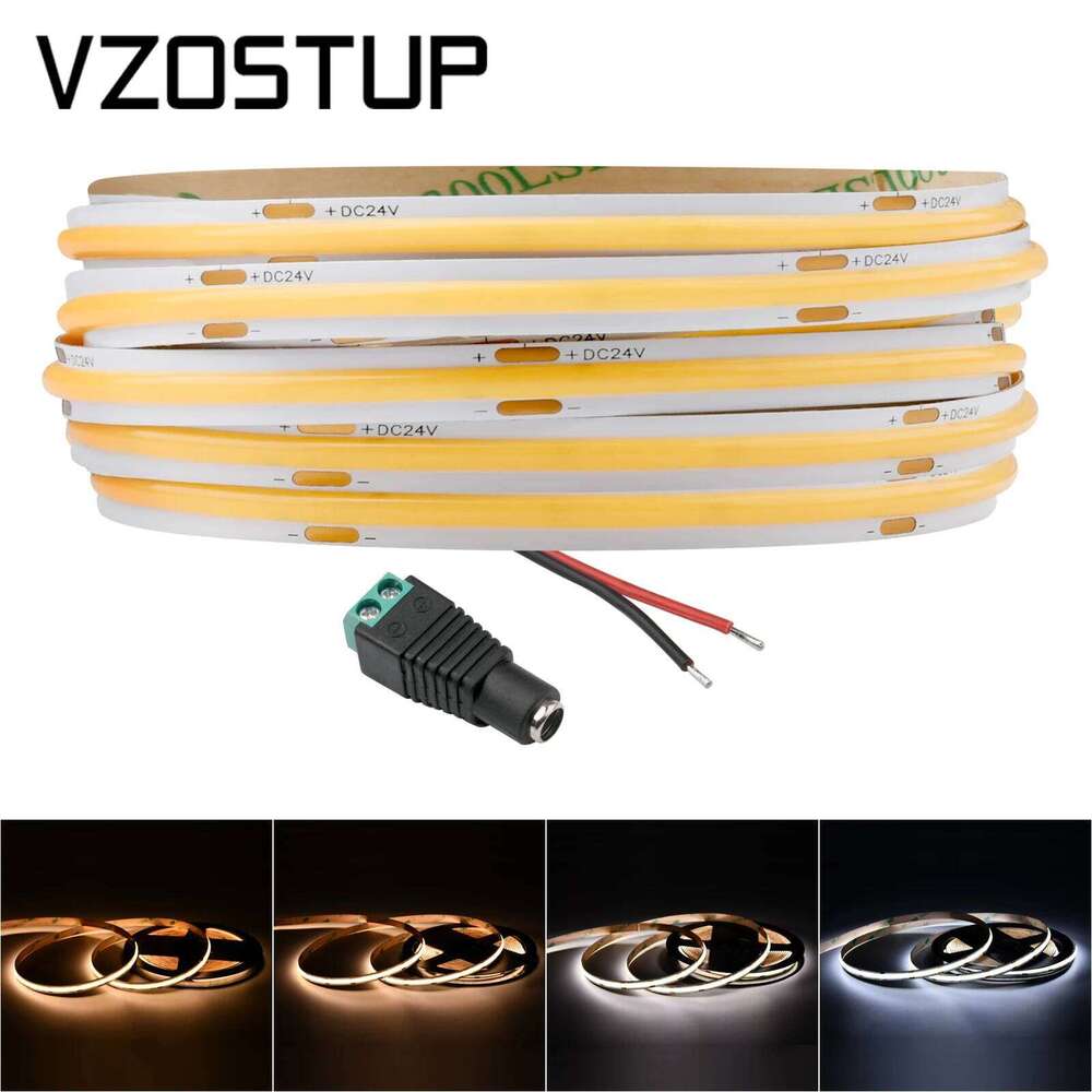 COB LED Strip Lights 320 480 LEDs Flexible 5mm 8mm FOB Tape Light Ribbon RA90 Warm Nature Cold White Dimmable Lighting DC12V 24V Z260226