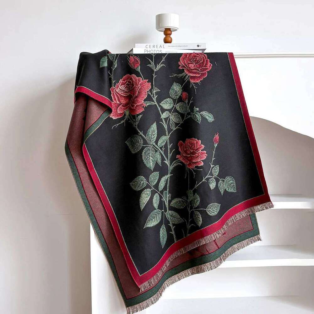 Luxury Winter Flower Imitaion Cashmere Scarves High Quality Women Thicken Wrap Shawl Ladies Warm Pashmina Peacock Besign Scarf Z260226