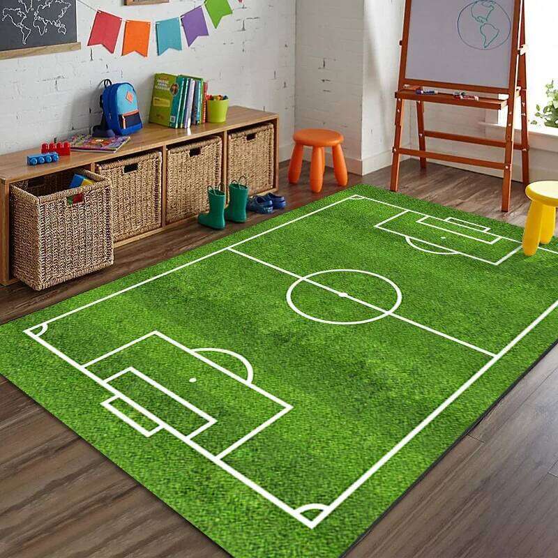 Sports Theme Racing Track Basketball Court Soccer Field Carpet Kids Play Home Decoration Non-Slip Floor Mat Rugs for Bedroom H260226