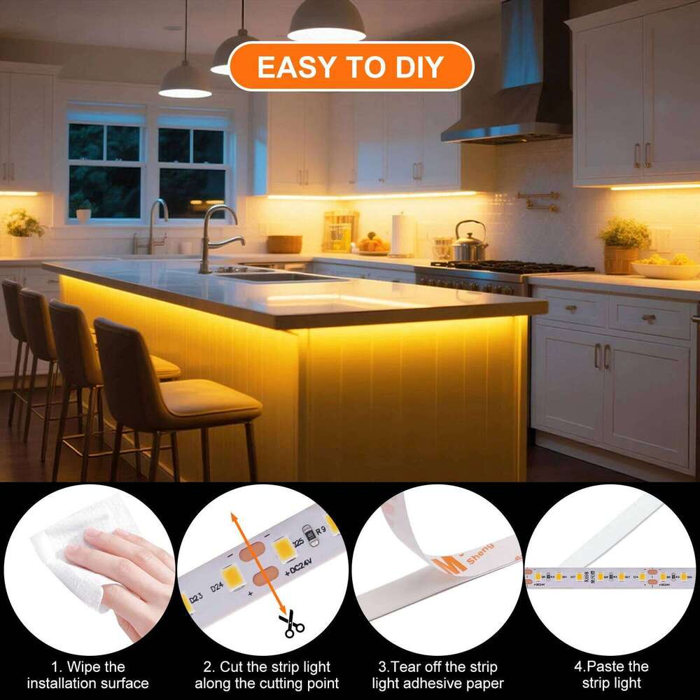 5M 10M/Roll Strip Light 12V 24V 2835 Flexible Tape Ribbon 8MM RA98 3000K 4000K 6000K LED Lights for Home Decor Lighting Z260226