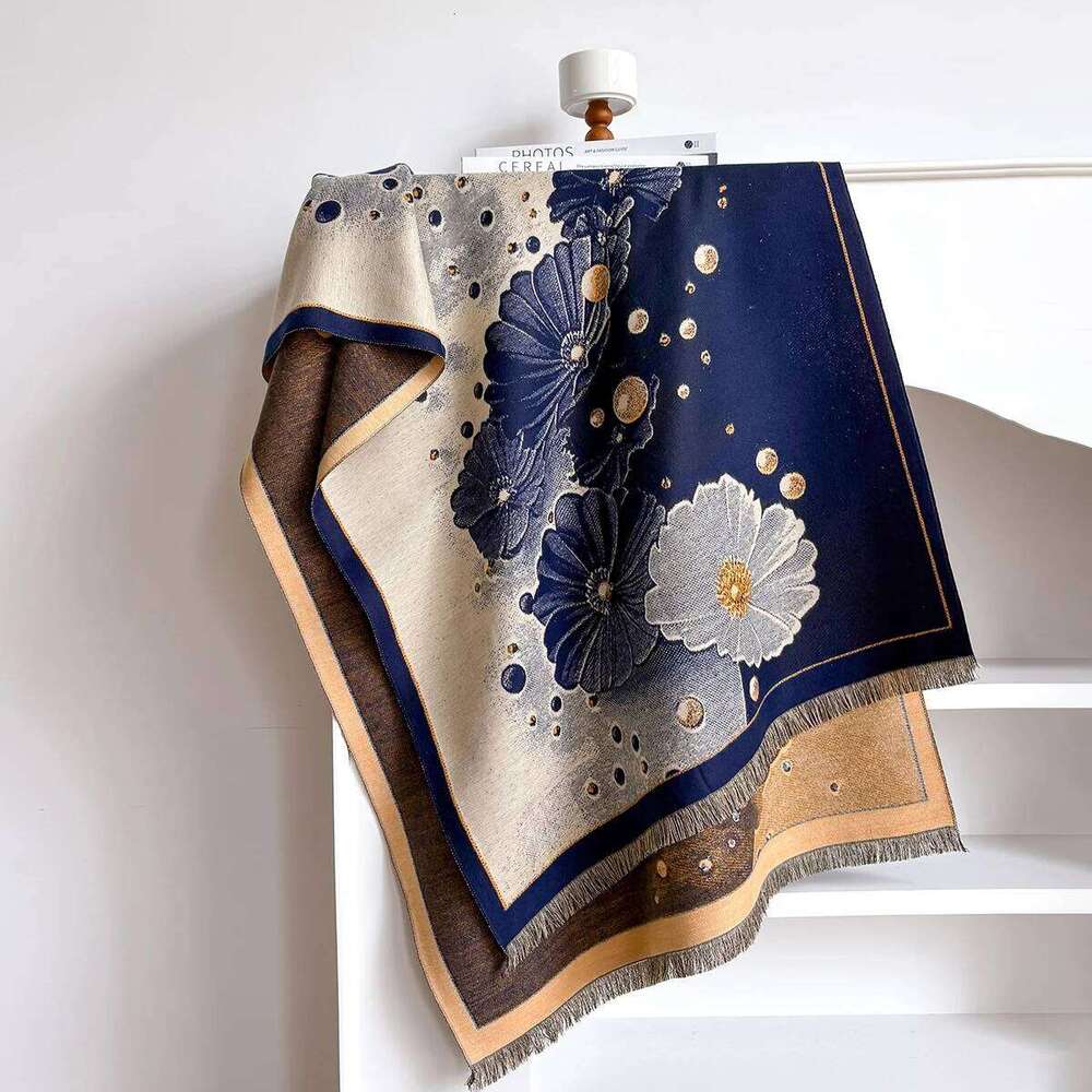 Luxury Winter Flower Imitaion Cashmere Scarves High Quality Women Thicken Wrap Shawl Ladies Warm Pashmina Peacock Besign Scarf Z260226