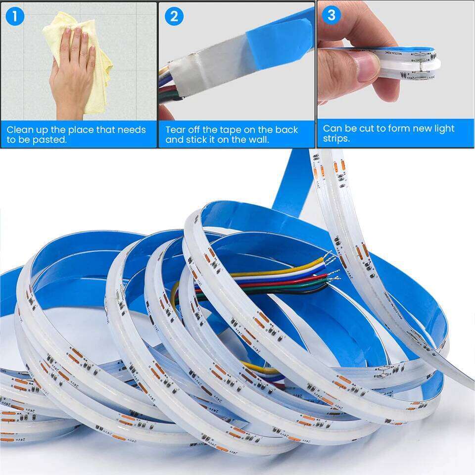 DC 12V 24V COB LED Strip 840 784LEDs/M RGB RGBW RGBWW RGBCCT High Bright Dotless Home Decor Led Tape Diode Flexible Ribbon Rope Z260226