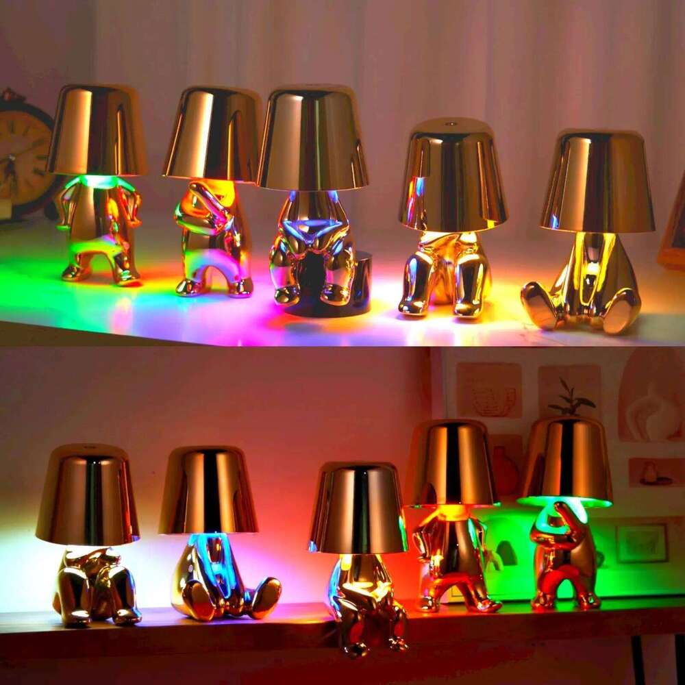 Upgraded Thinker Golden Man LED Nightlight Bedroom Decoration Ornament Atmosphere Light Desk Lamp Z260227