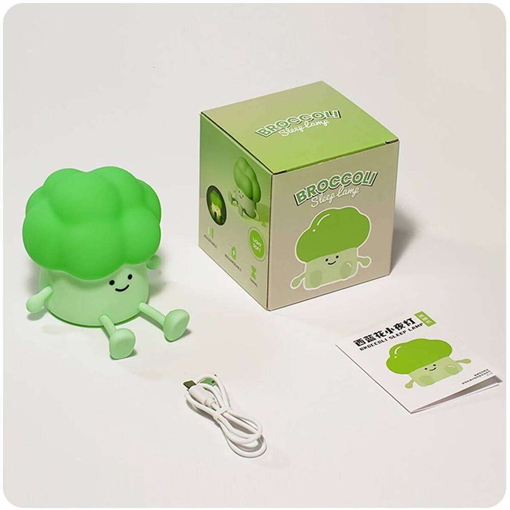 Cute Broccoli Night Light Kids LED Squishy Novelty USB Charging Dimmable Nursery Lamp Children's Gift for Home Table Decor Z260227