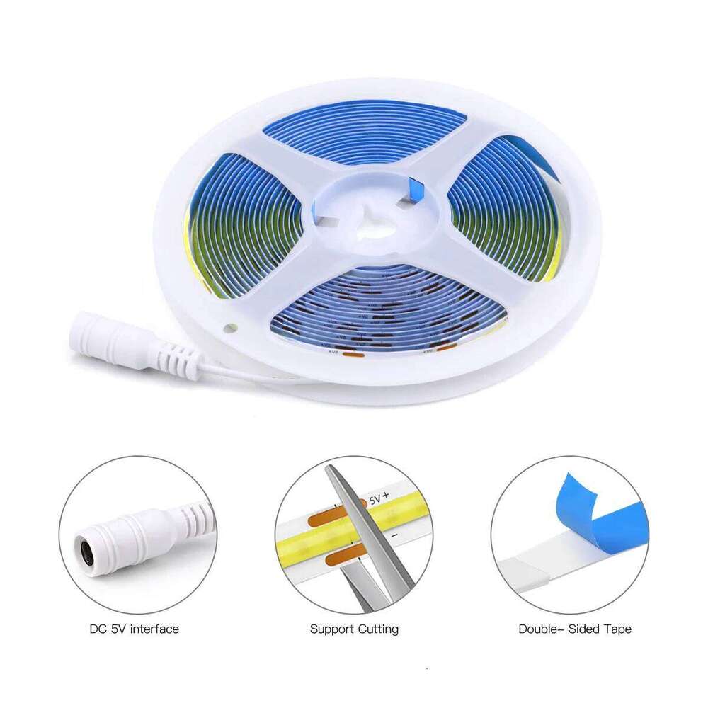 Dimmable Touch Sensor Switch USB COB LED Strip Light 320leds/m Diode Tape 5V Cabinet Lights Cupboard Kitchen Bedside Night Lamp Z260226