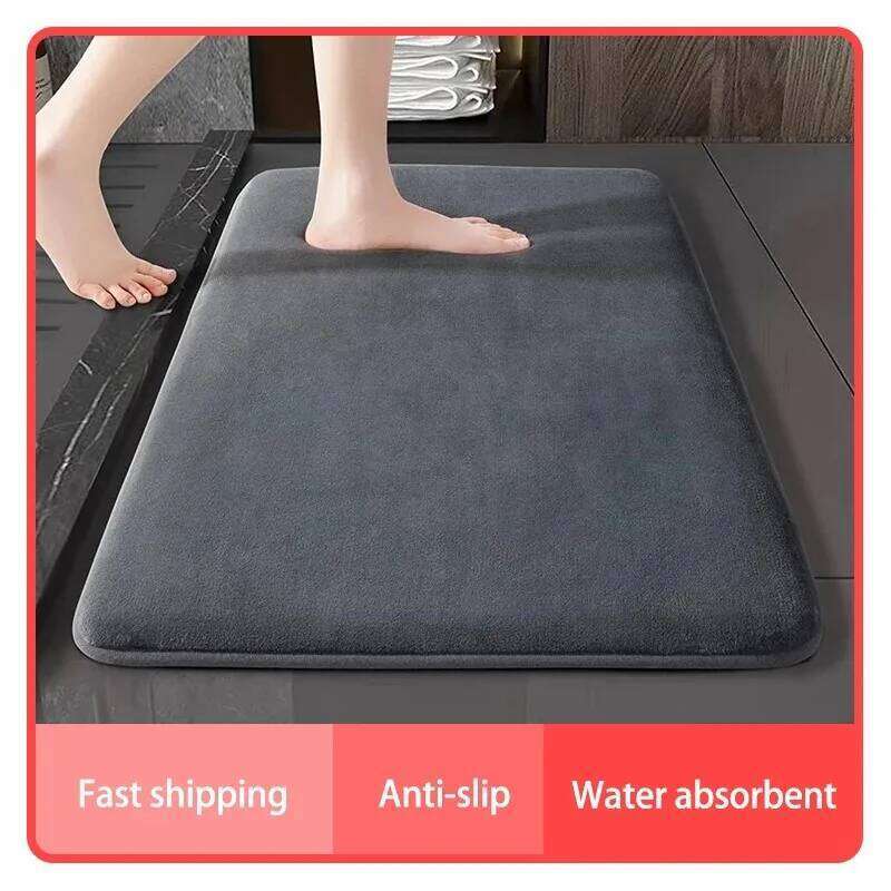 Super absorbent bath super anti slip coral velvet bathroom floor mat, door mat H260226