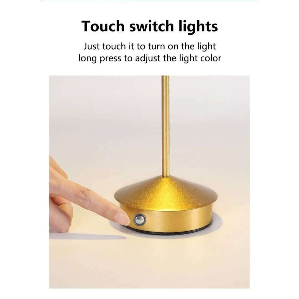 Creative LED Pointed Desk Lamp Charging Touch 3 Color Stepless Dimming Night Hotel Bar Restaurant Table Decoration Light Z260227