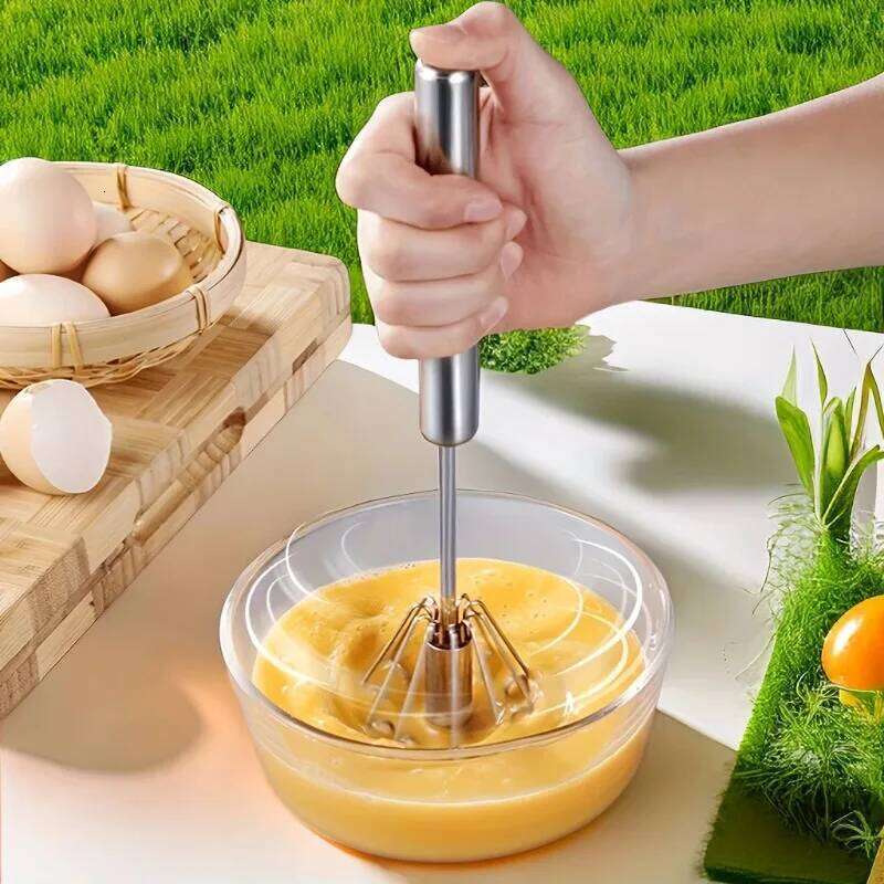 1pc Stainless Steel Egg Beater Semi-Automatic Hand Push Whisk Durable Kitchen Tool for Baking Cream Mixing Effortless Design