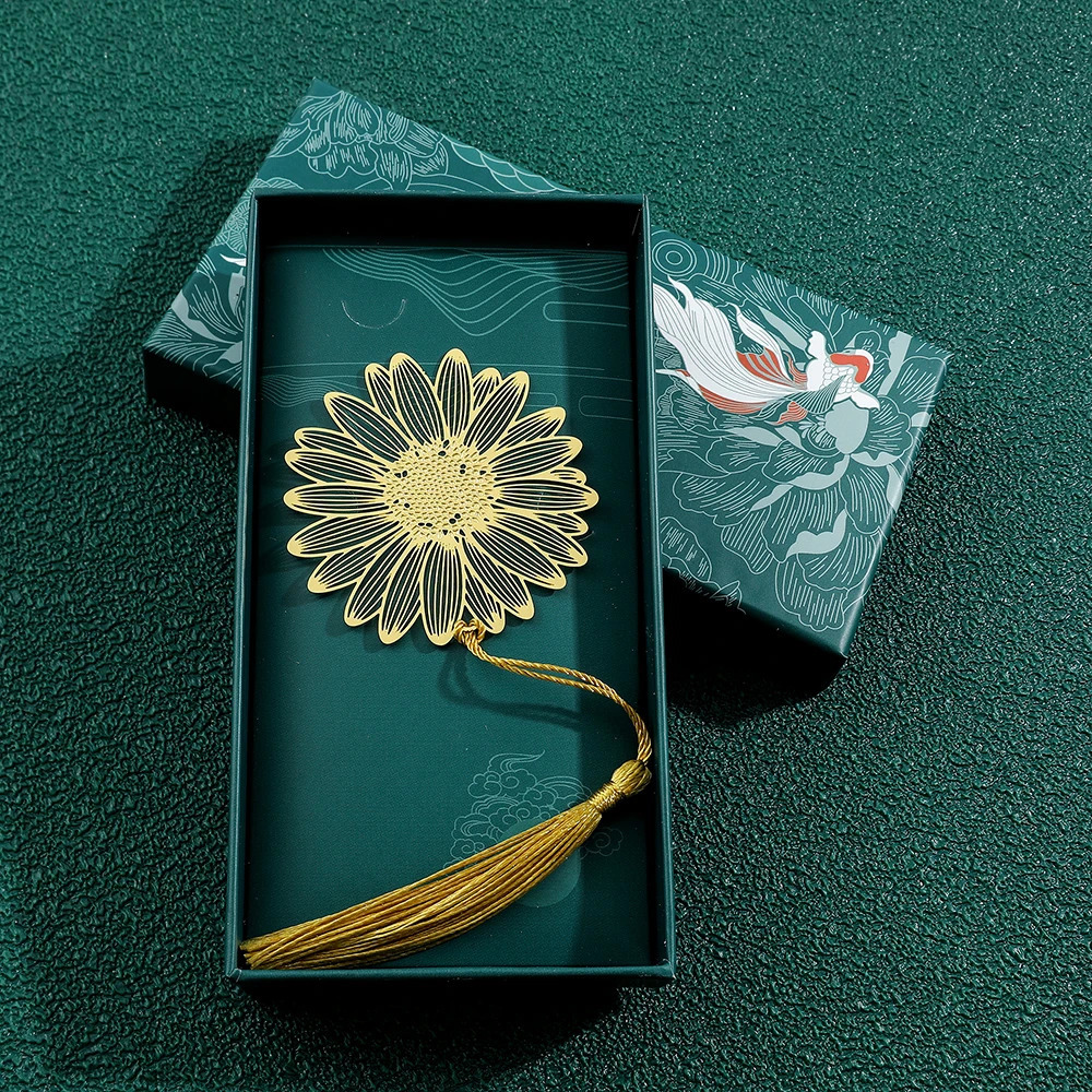 Chinese Style Handmade Book Mark Golden Rose Lotus Flower Bookmarks Reading MarkerforBookLover Gifts for Friend Collection 260207
