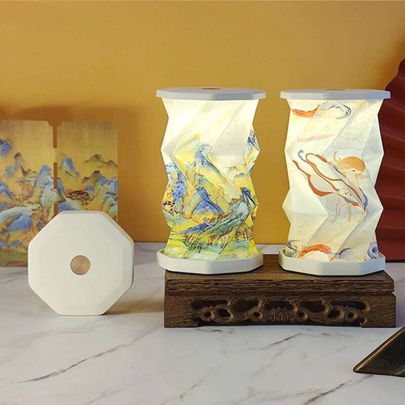 Mini Paper Lantern Night USB Charging Portable Foldable Book Lamp Bedroom Bedside Decor nightlight LED Table Light Gifts Z260227