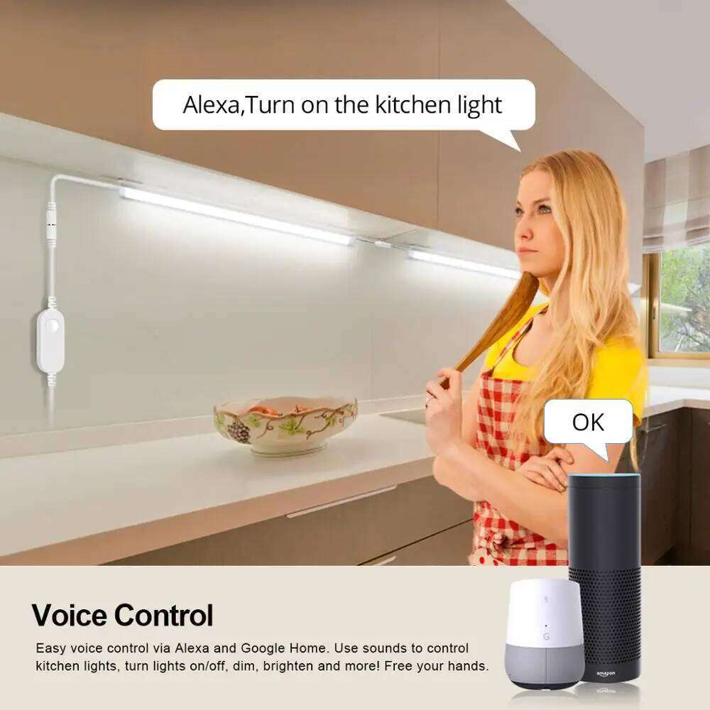 Smart Voice Control LED Kitchen Light 1-5 Bar Lights Tming Night Lamp for Cabinet Wardrobe Tuya App Work with Alexa Google home Z260226