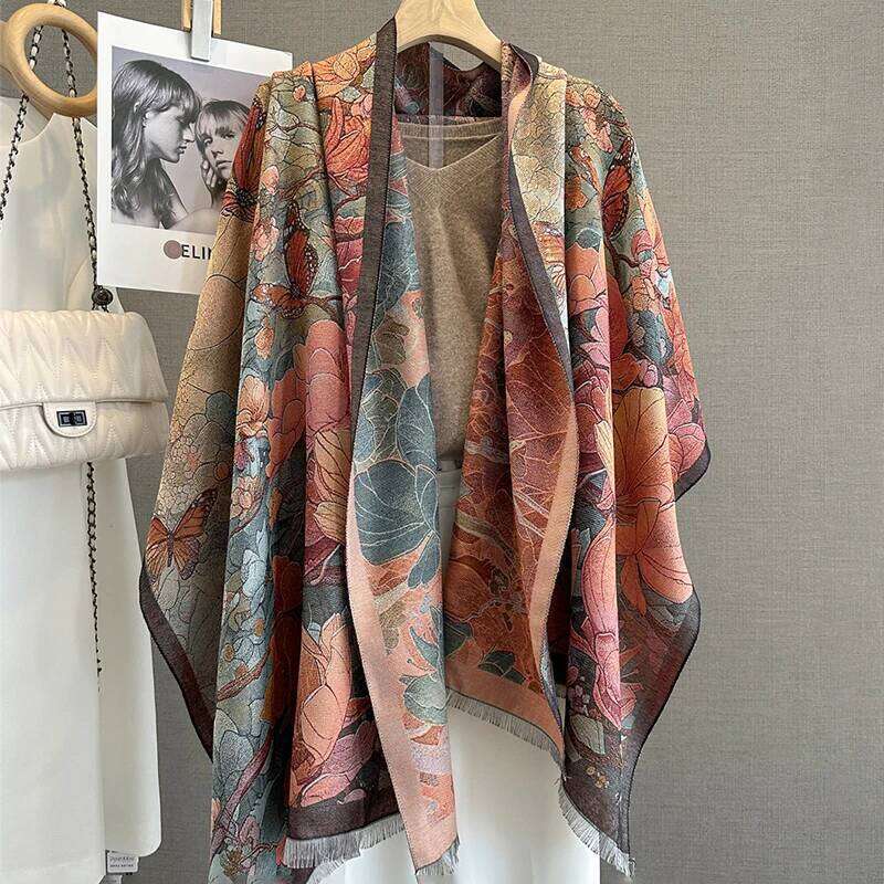 2025 Design Oil Floral Printde Cashmere Scarf Women Winter Pashmina Shawls And Wraps Thick Warm Bufanda Stoles Blanket Luxury Z260226