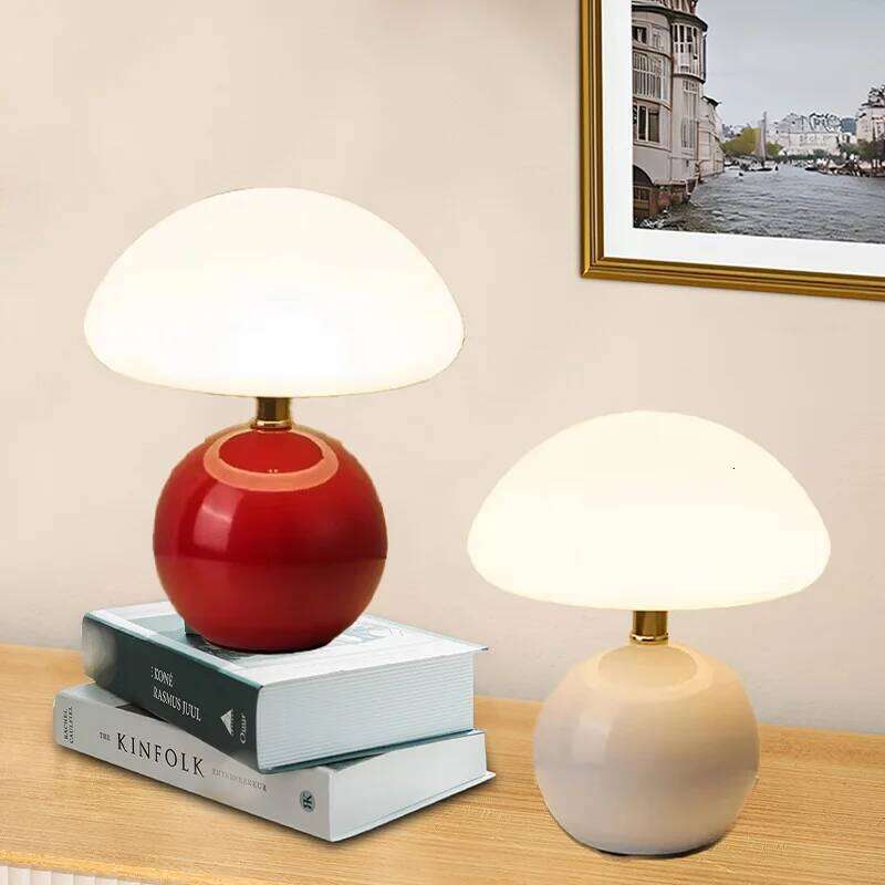 Mushroom pink/yellow/red/white/green USB socket table lamp lustre Lighting decorative for bedside bedroom lamp,Night light Z260227