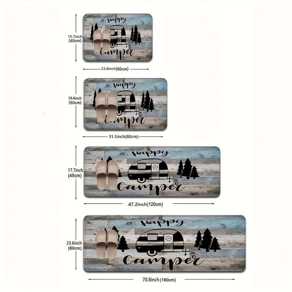 1/2pc VIKAMA Wood-Grain Imitation Wood Camping Car Pattern Rug, Kitchen, Bathroom, Entrance Carpet Of The Foyer, Anti-Slip, Soft H260226