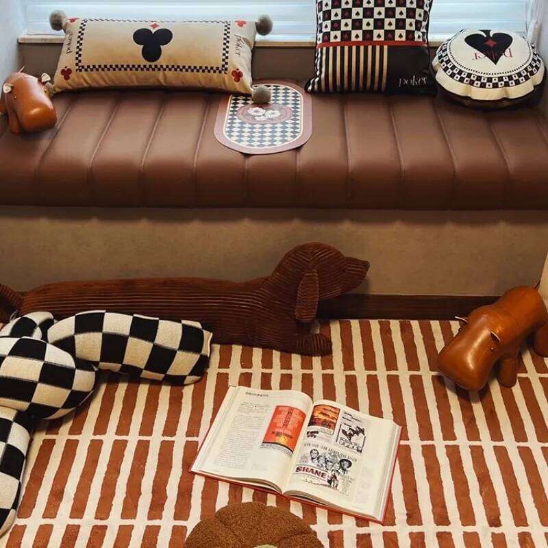 VIKAMA Scandinavian Style Striped Facecloth Carpet Brown And White Simple Design Living Room Sofa Area Home Decoration H260227 - view 4