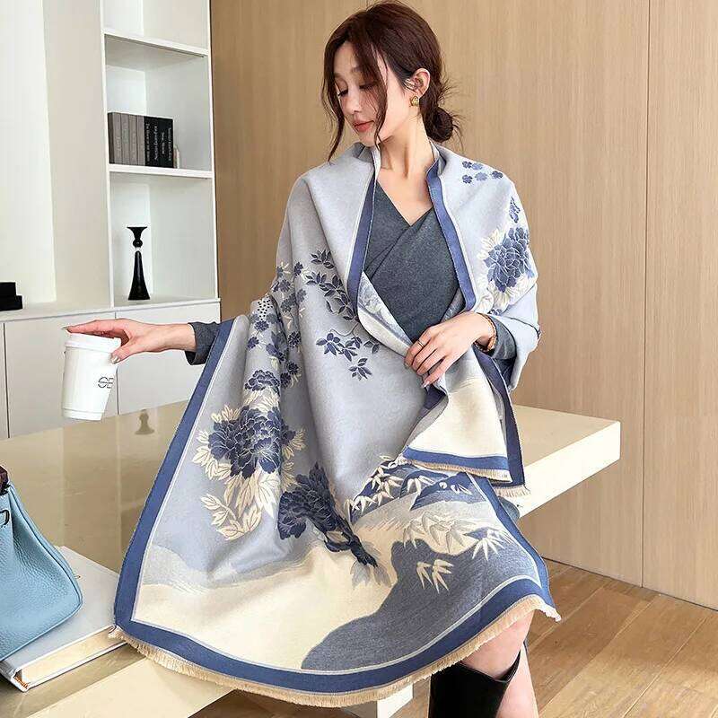 Women Warm Pashmina Blanket Luxury Winter Cashmere Blend Scarf Horse Scarves Thick Foulard Bufanda Female Shawl Vintage Wraps Z260226