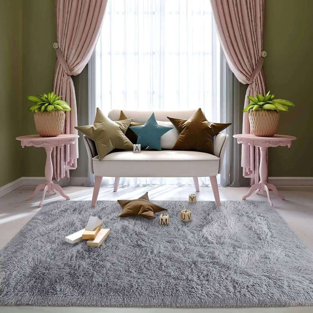 VIKAMA Modern Simple Tie-Dyed Plush Bedroom Living Interior Floor Mat Home Decoration Children's Room Soft Carpet H260226