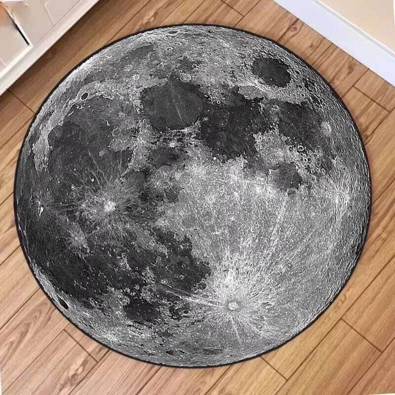 Fashion Moon Print Round Rug Non-Slip Wear-resistant Circle Carpet for Living Room Bedroom Soft Floor Mat Home Decor Beautiful H260226