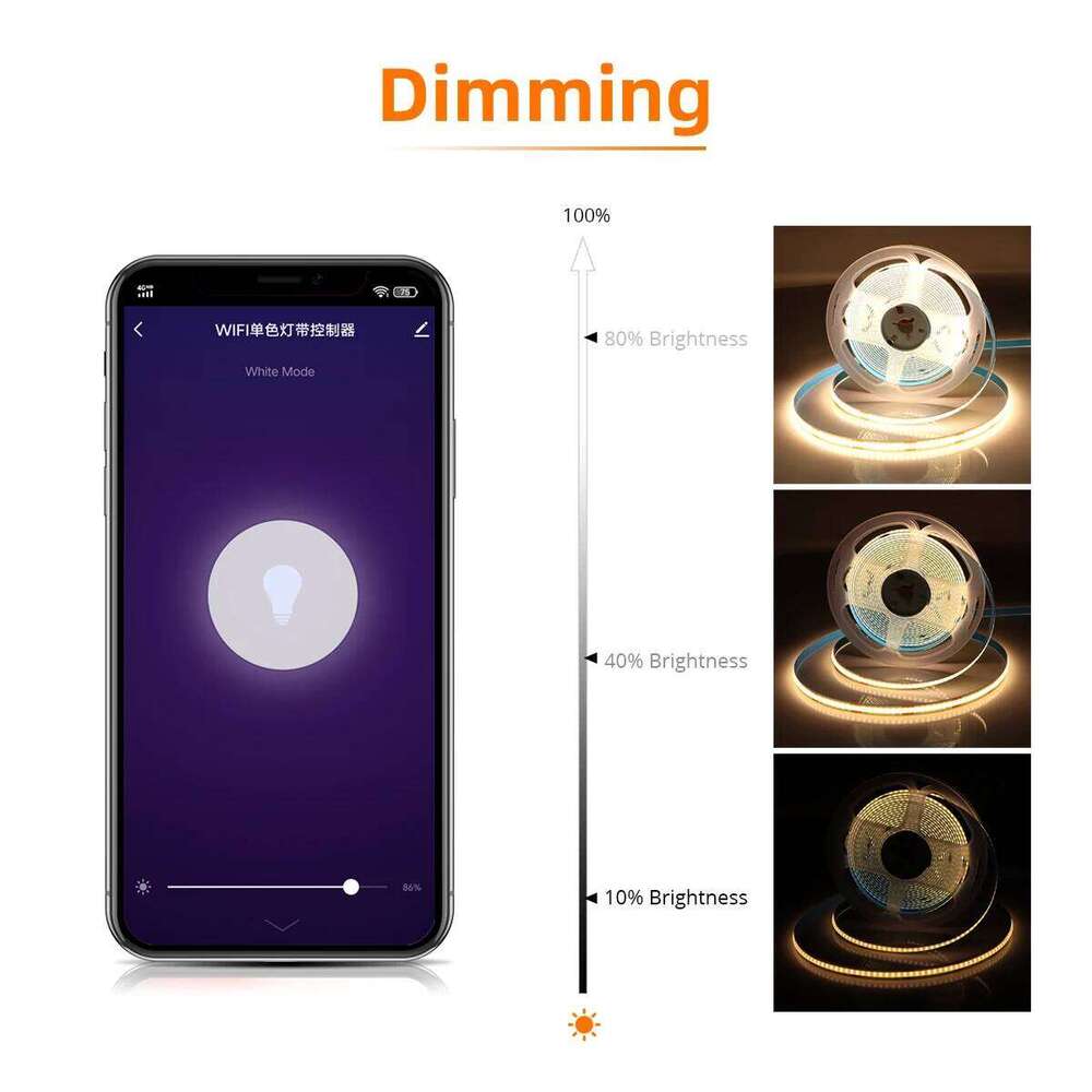 WIFI Tuya Smart Life Ultra Bright COB LED Strip 320LEDs/m Flexible Tape Ribbon 3000-6500K RA90 Led Lights for Alexa Google Home Z260226