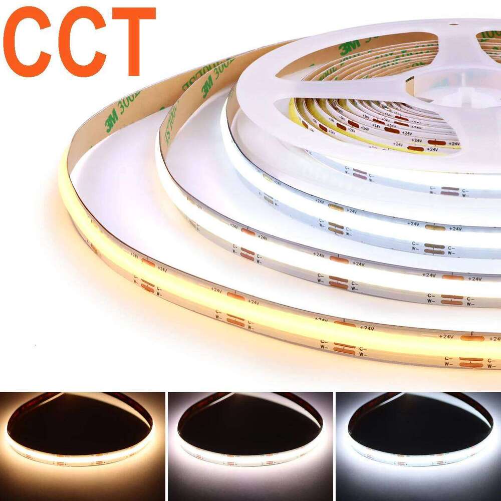 2m 3m 5m DC12V 24V COB Strip 608LEDs/M Dimmable LED Lights Tape 2700K - 6500K Changeable CCT FCOB Lamp Room Decor Z260226