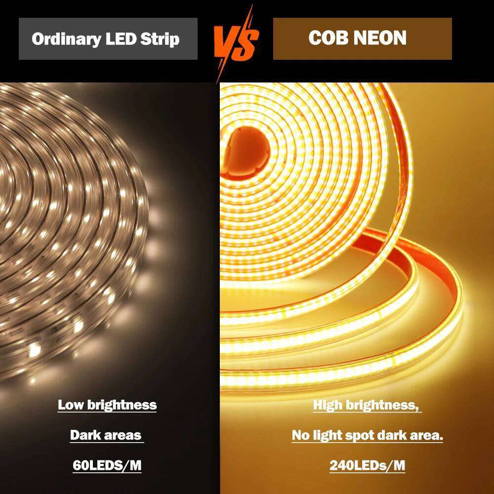 AC 220V COB Strip 240Leds/M IP65 Waterproof Adhesive Flexible Ribbon Built-in Rectifier IC LED Lights for Room Outdoor Lighting Z260226