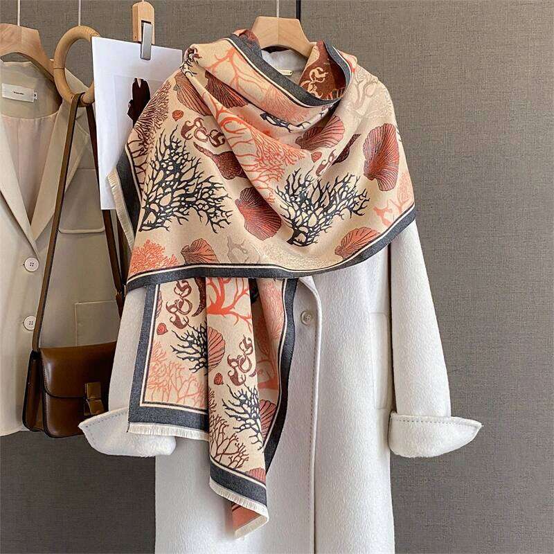 2025 Design Floral Printed Cashmere Scarf Women Winter Pashmina Shawls And Wraps Thick Warm Bufanda Stoles Blanket Luxury Z260226