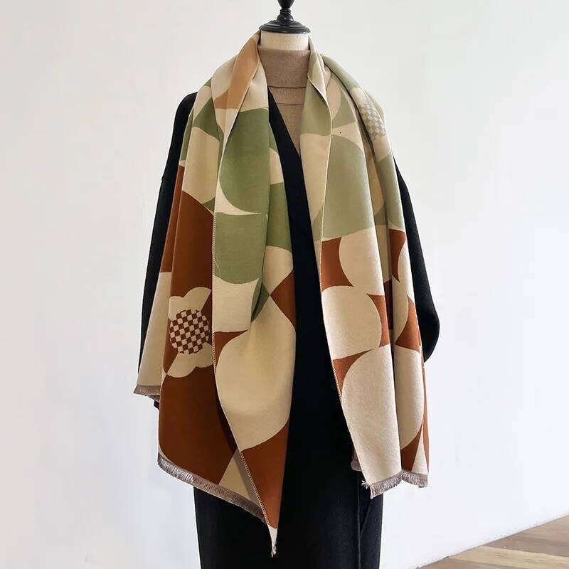 Luxury Brand Two-Sided Jacquard Scarf Imitation Cashmere Soft Warm Fringe Pashmina Shawl Winter Coldproof Windproof Blanket Z260226