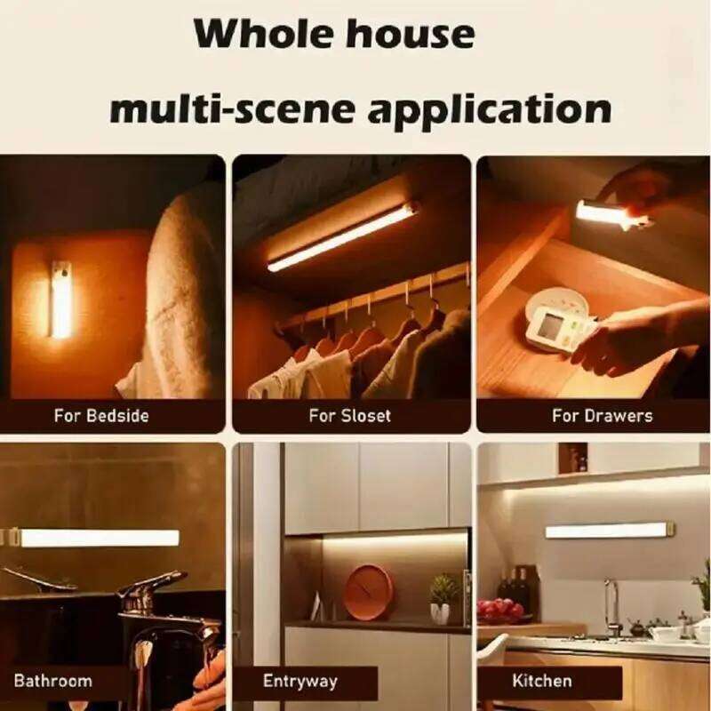 2PCS Wireless motion-sensor LED bar, rechargeable magnetic night light corridor kitchen cabinet stairs hallway wardrobe Z260227