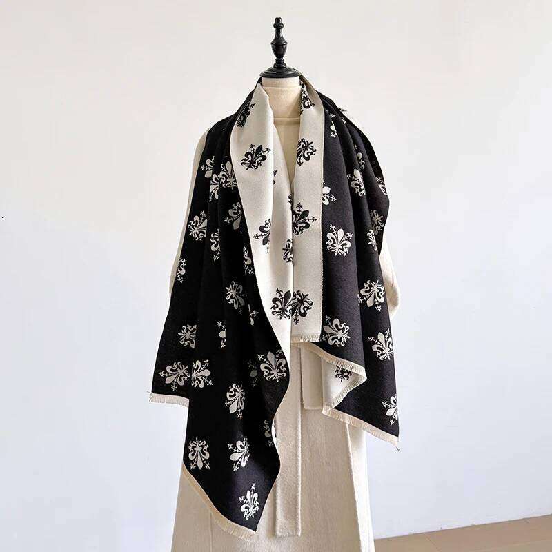 Elegant Paisley Pattern Imitation Cashmere Soft Warm Versatile Shawl Coldproof Windproof Blanket Scarf for Autumn Winter Z260226