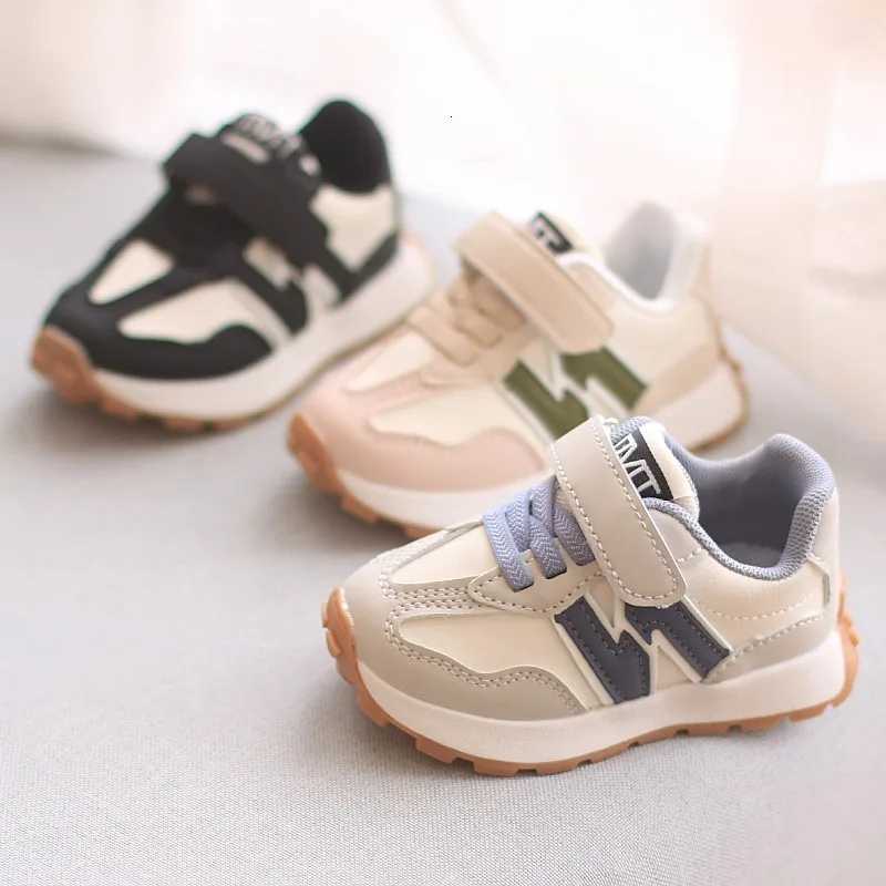 Children Fashion Sneakers Spring Autumn Boys Girls Leather Antiskid Color Blocking Velcro Casual Soft Soled ShoesT260227