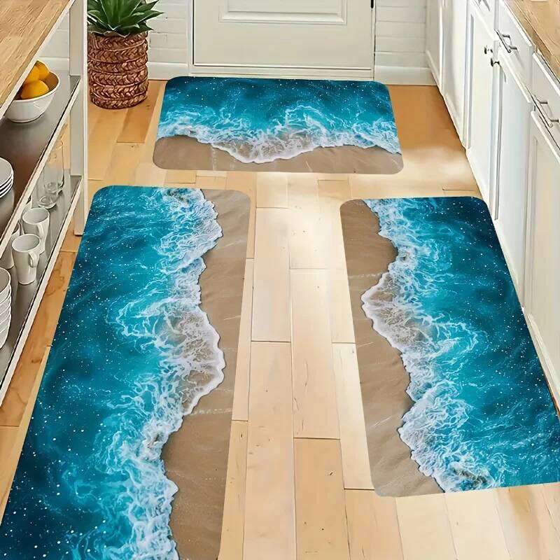 Summer Beach Wave Floormat Home Decor Non-slip Kitchen Hallway Balcony Rugs Bathroom Foot Pad Bedroom Door Mat H260226